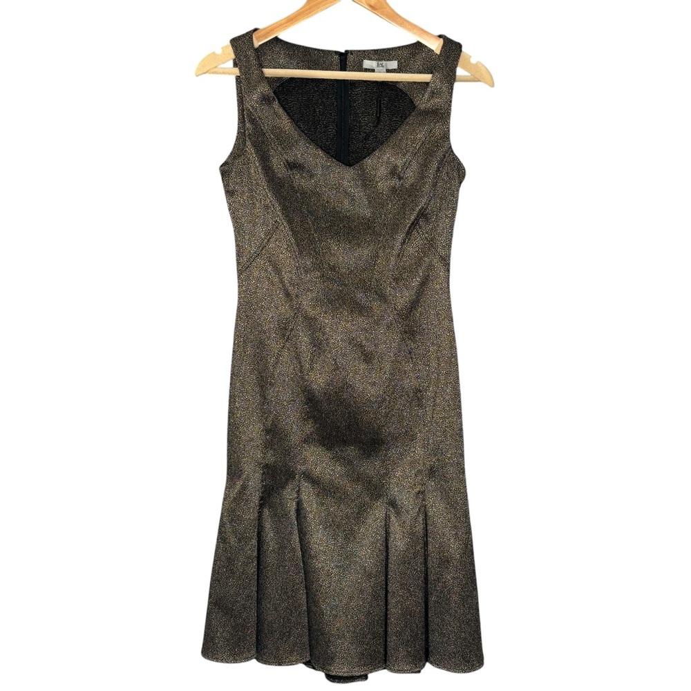 Zac Posen dress metallic gold sheath flippy skirt mini size 6
